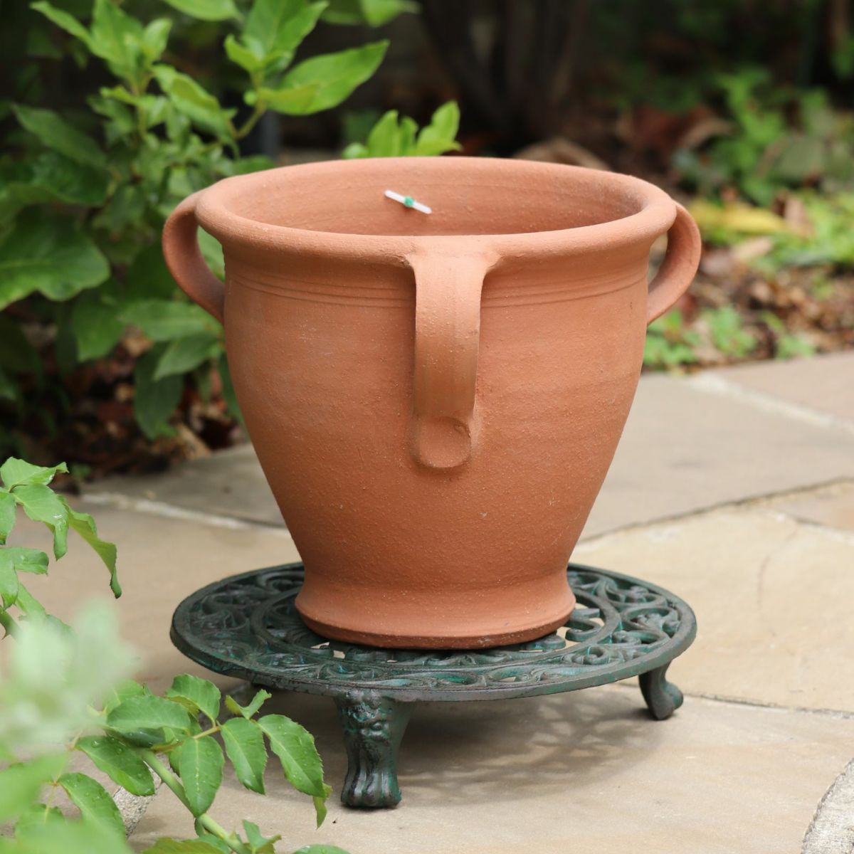 取っ手付きのウィッチフォードの植木鉢の写真