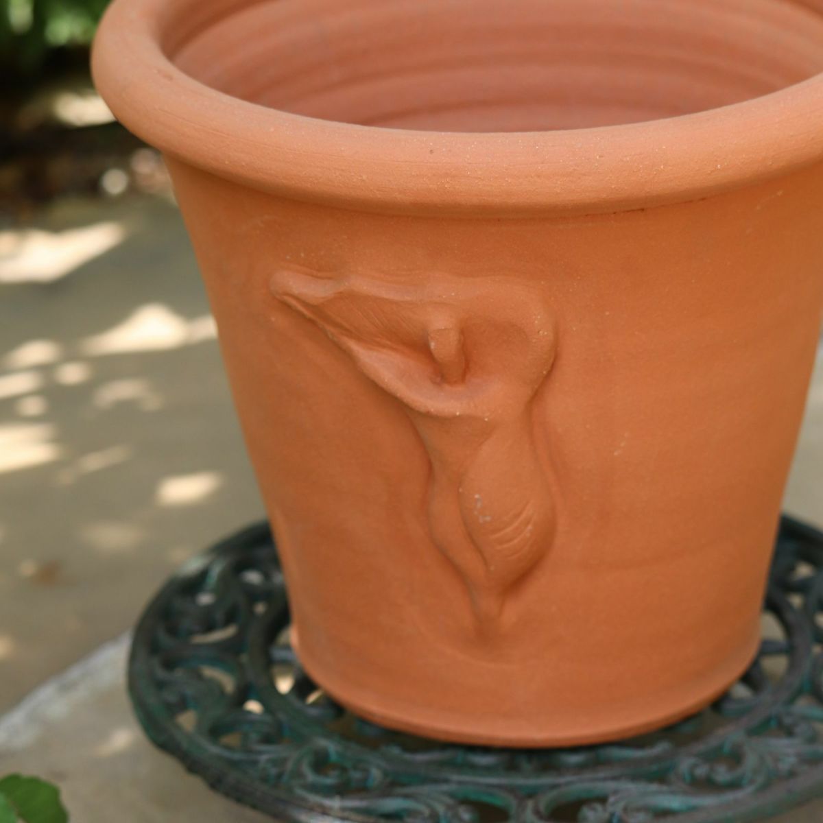 カラーの花のモチーフがついたウィッチフォードの植木鉢の写真