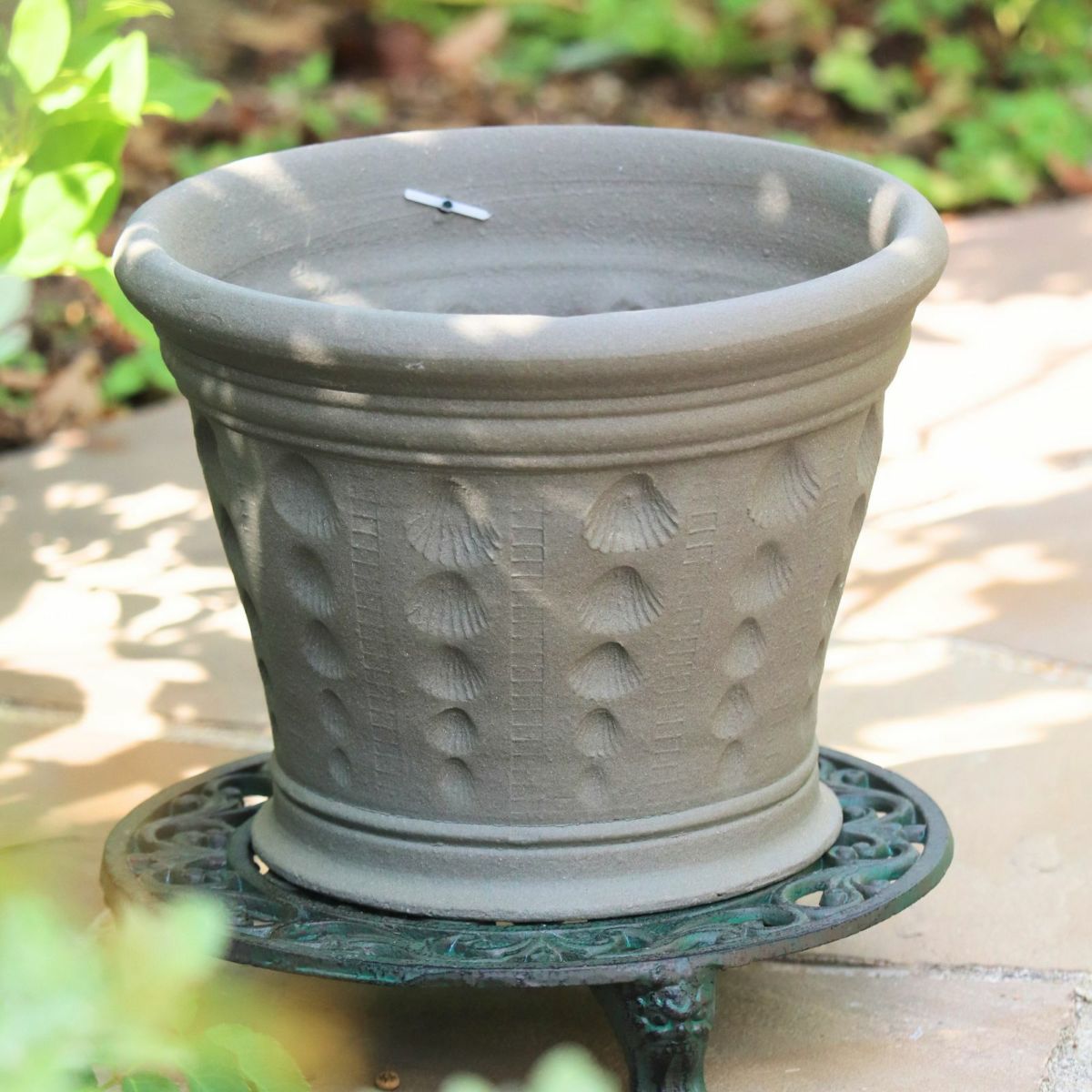 二枚貝で模様をつけたウィッチフォードの植木鉢の写真